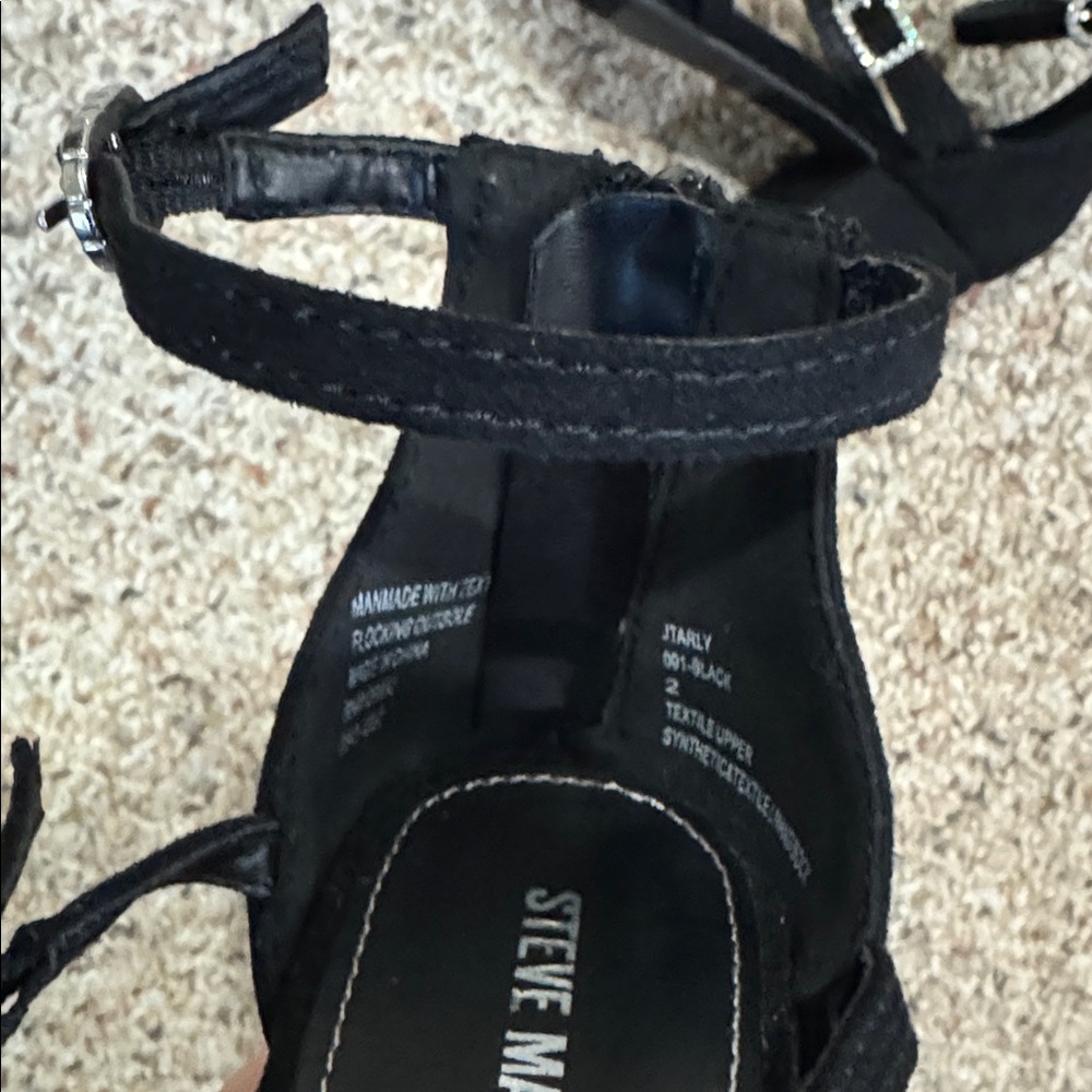 Steve Madden Black Multi-Strap Heels- Girls Size 2 - Picture 8 of 8